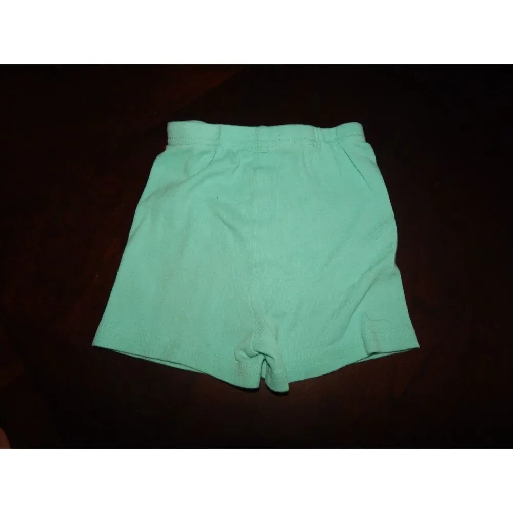 Toddler Girls 3T 100% Cotton Teal Mint Green Pajama Shorts Pull-On Sleepwear